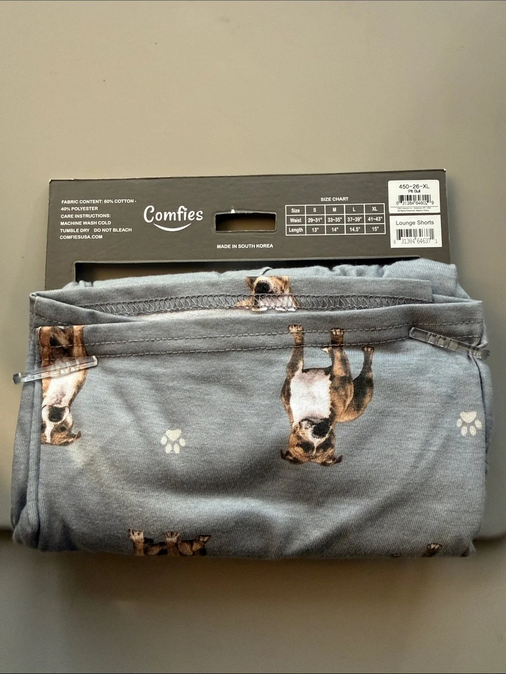Comfies Women's Lounge/Sleep Shorts - Gray Dog Print Pit Bull XL